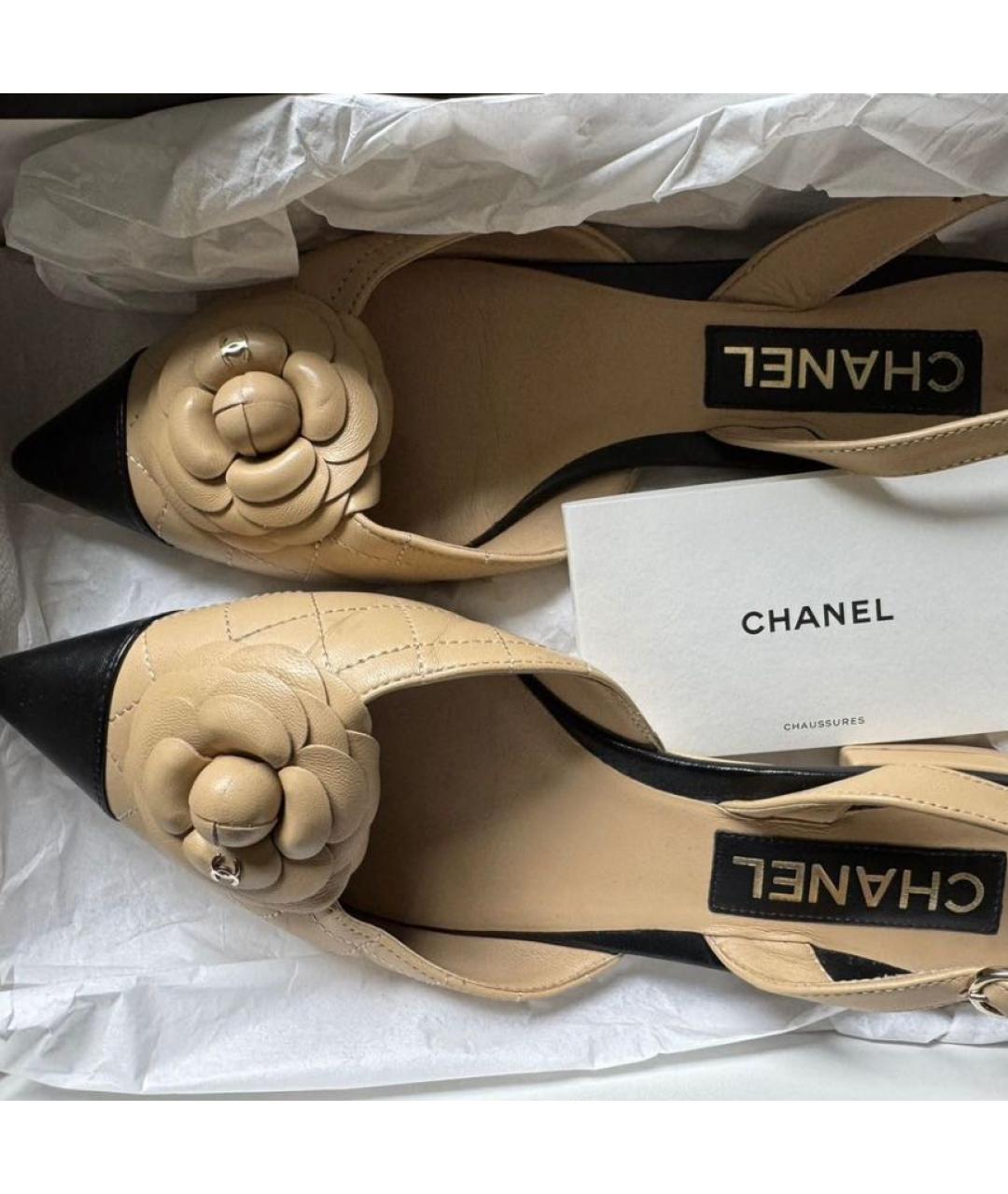 CHANEL Бежевые кожаные сабо, фото 2