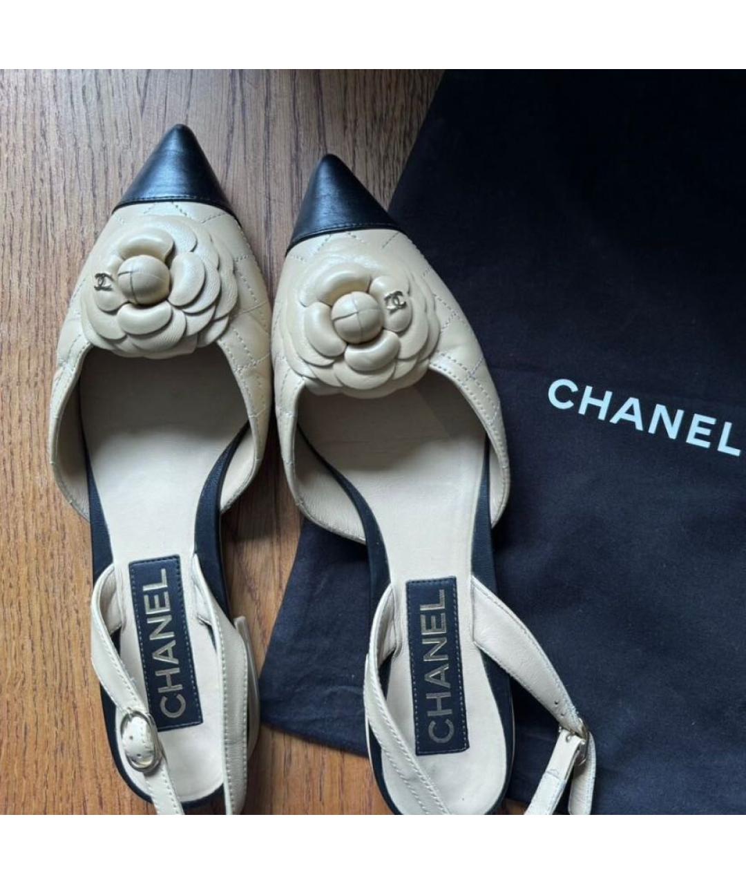 CHANEL Бежевые кожаные сабо, фото 3