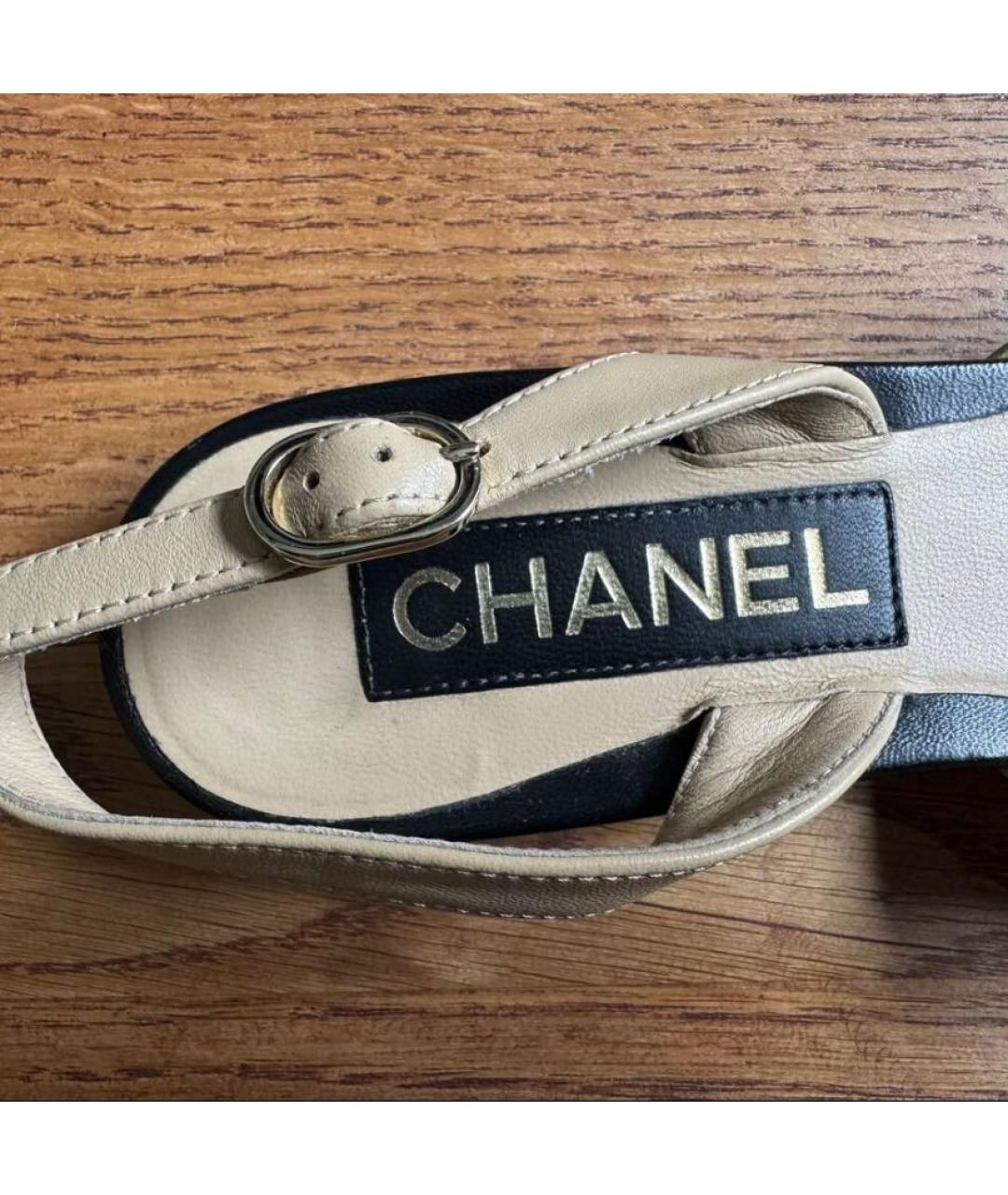 CHANEL Бежевые кожаные сабо, фото 7