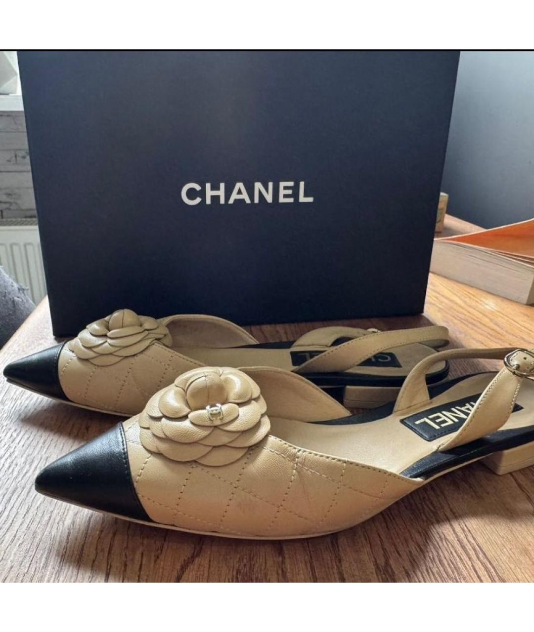 CHANEL Бежевые кожаные сабо, фото 5