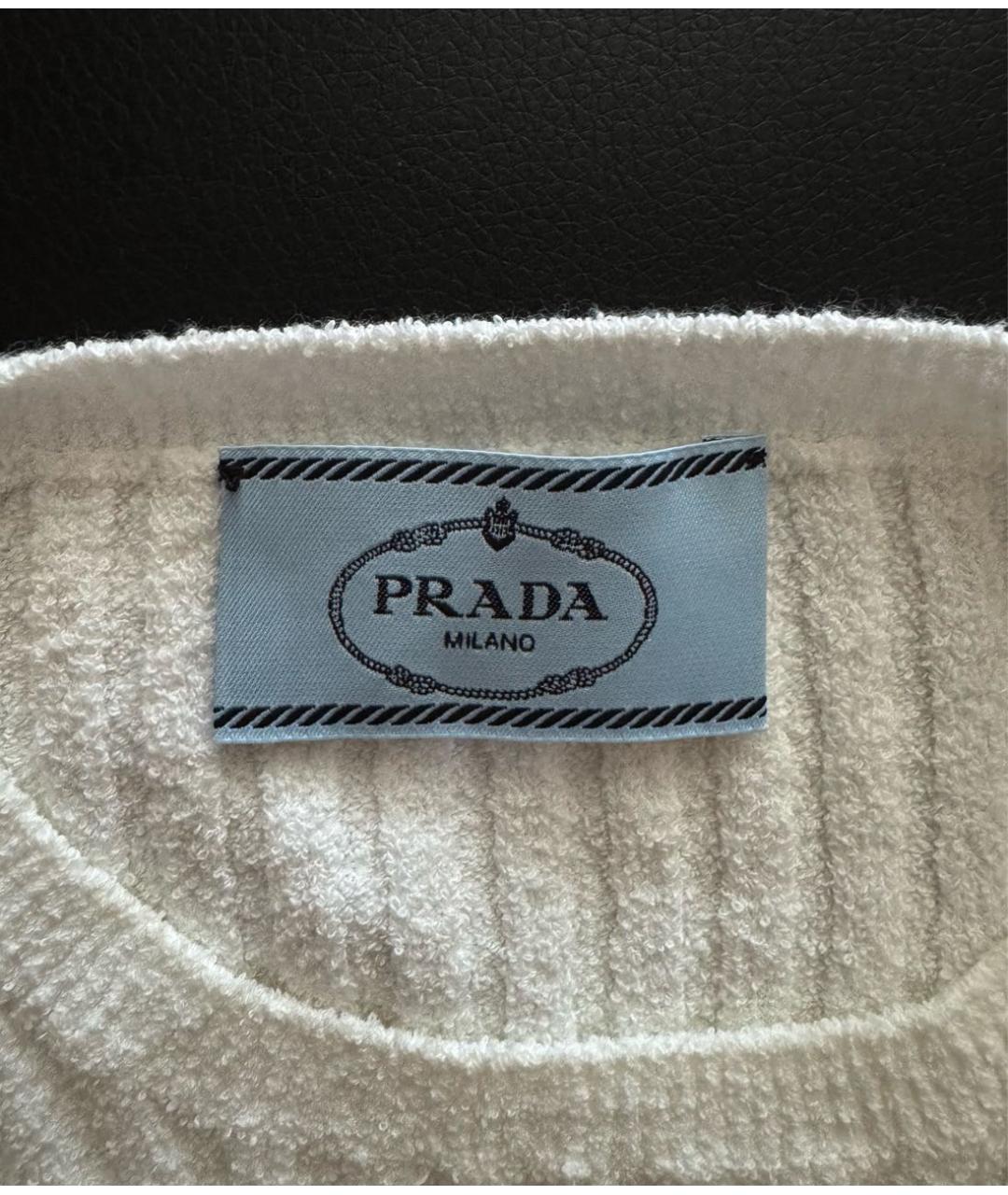 PRADA Белый хлопковый джемпер / свитер, фото 3