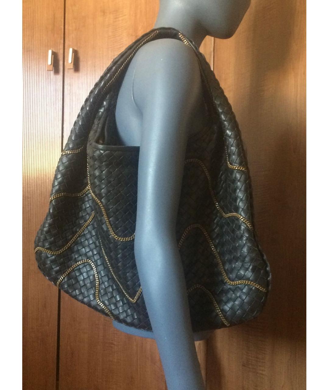 BOTTEGA VENETA Черная кожаная сумка через плечо, фото 4