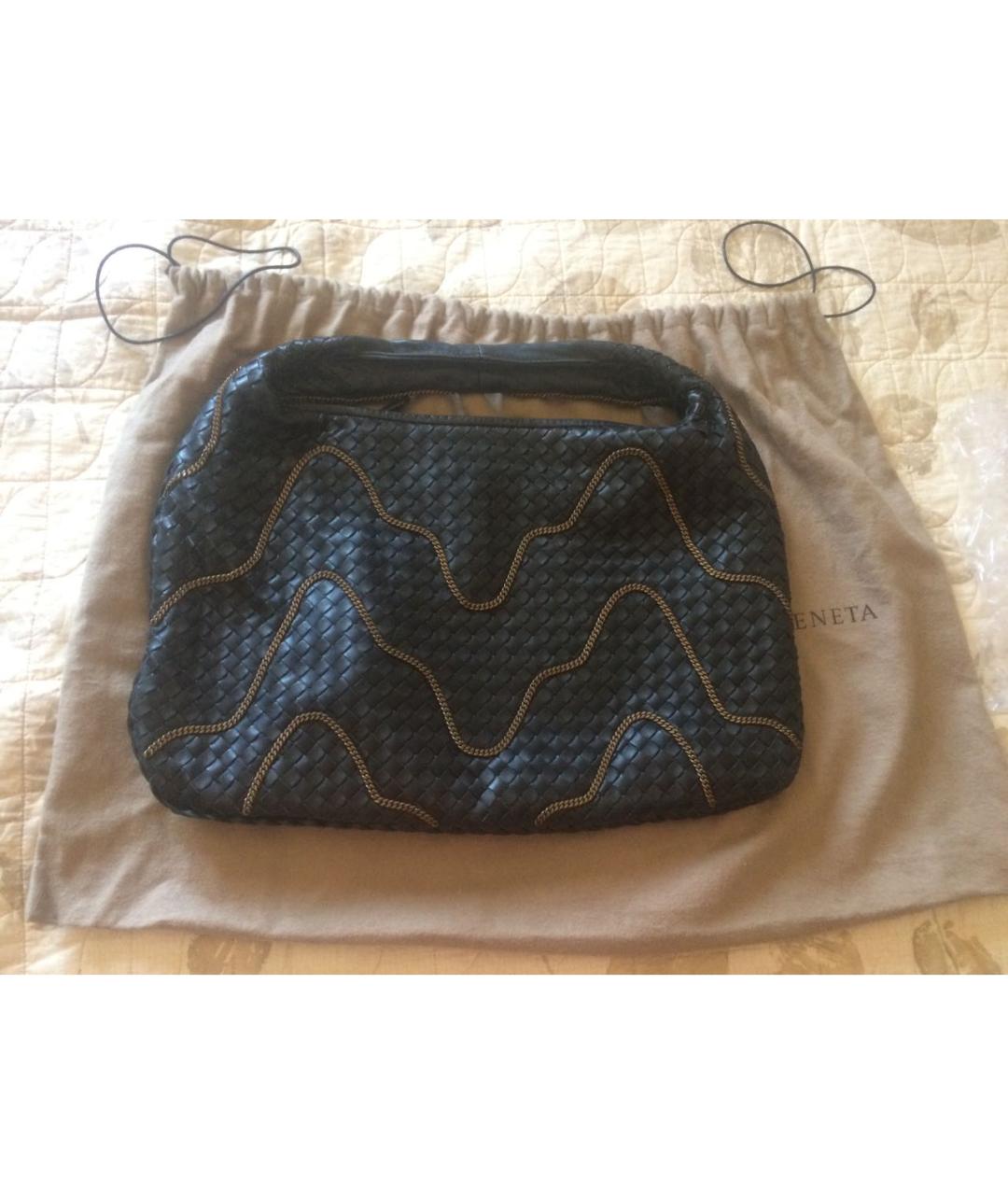 BOTTEGA VENETA Черная кожаная сумка через плечо, фото 2