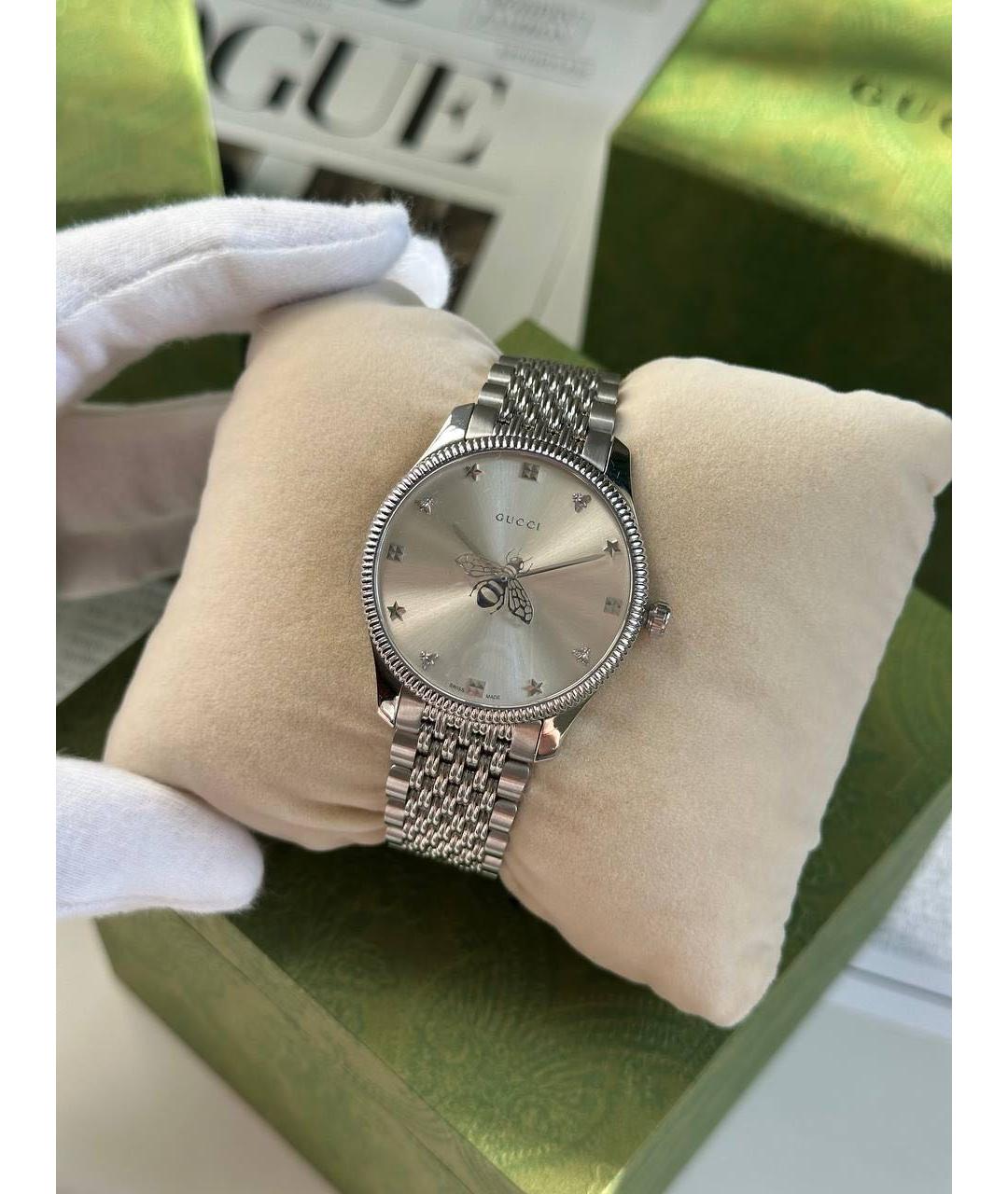 GUCCI Серебряные стальные часы, фото 6