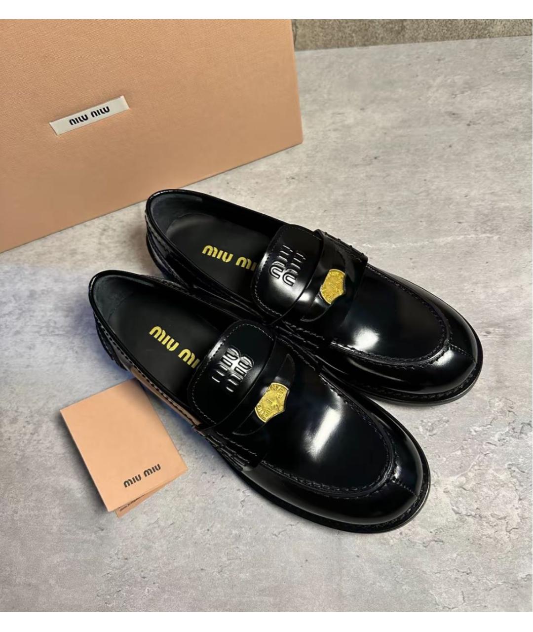 MIU MIU Черные кожаные лоферы, фото 5