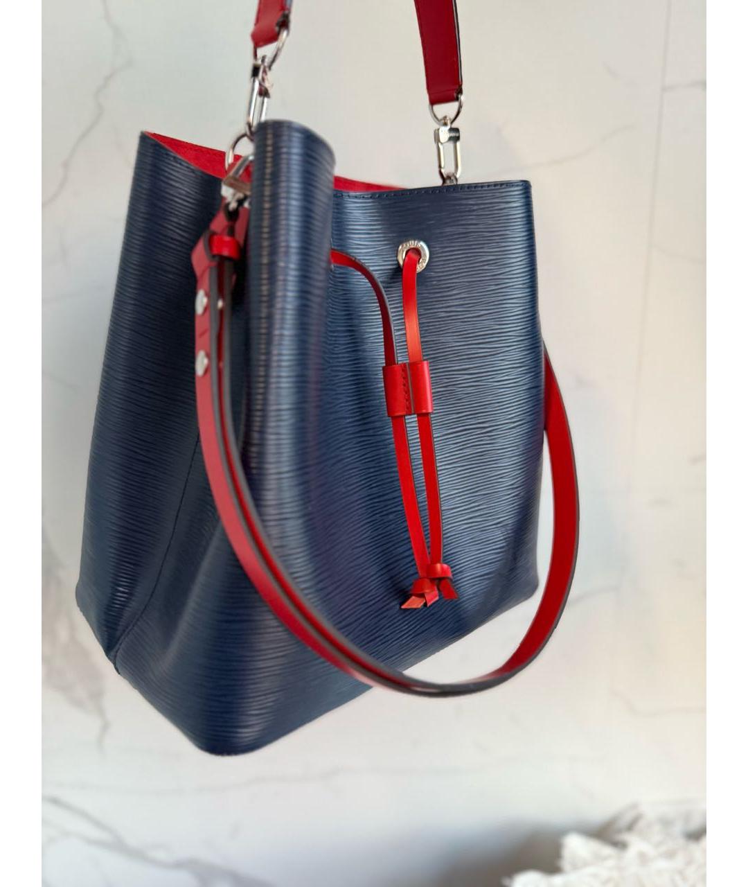 LOUIS VUITTON Темно-синяя кожаная сумка тоут, фото 3