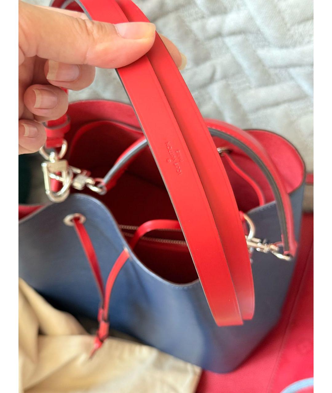 LOUIS VUITTON Темно-синяя кожаная сумка тоут, фото 6