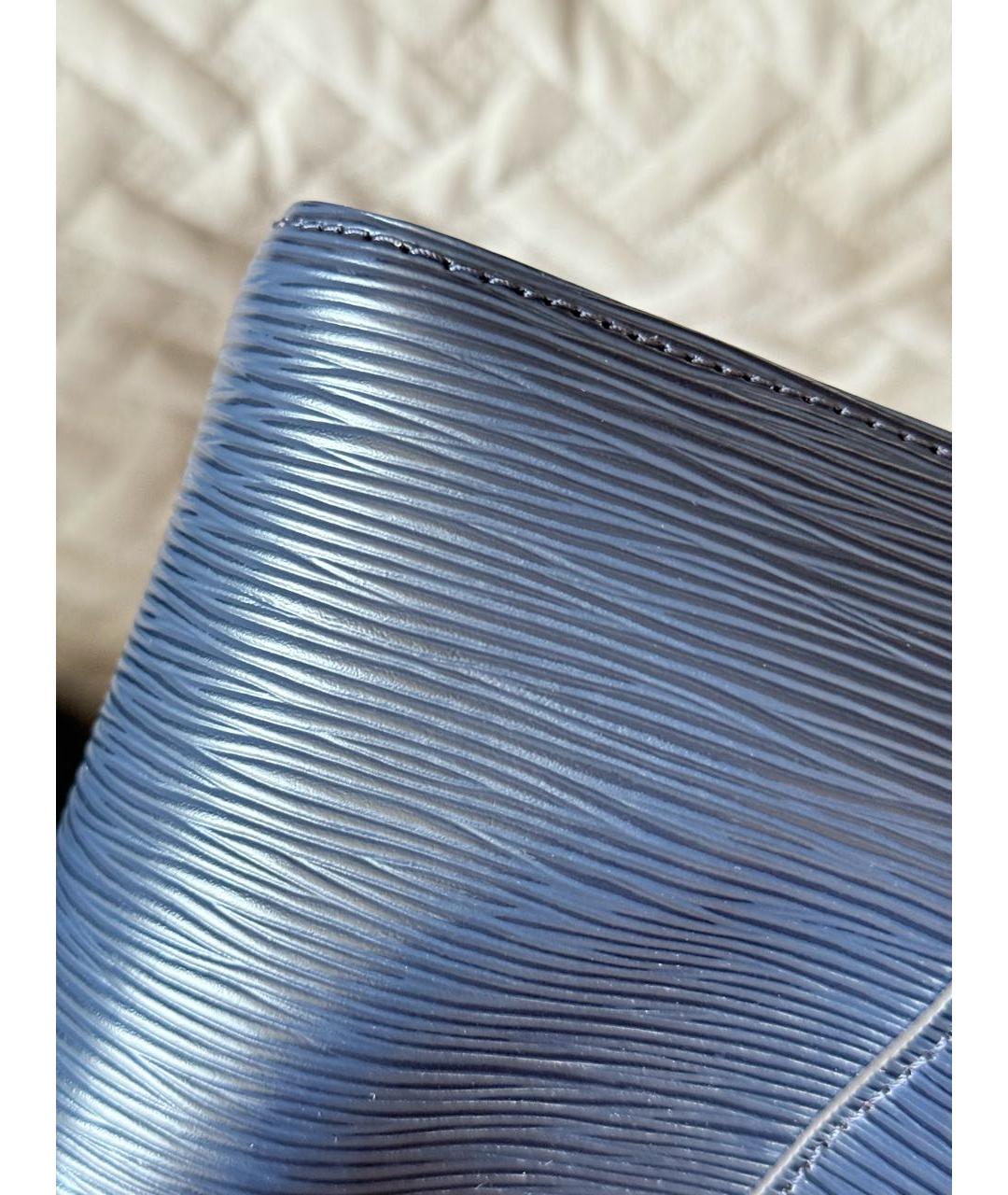 LOUIS VUITTON Темно-синяя кожаная сумка тоут, фото 7