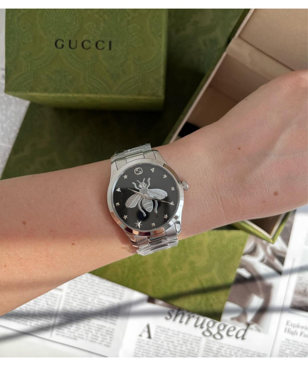 GUCCI Серебряные стальные часы, фото 5