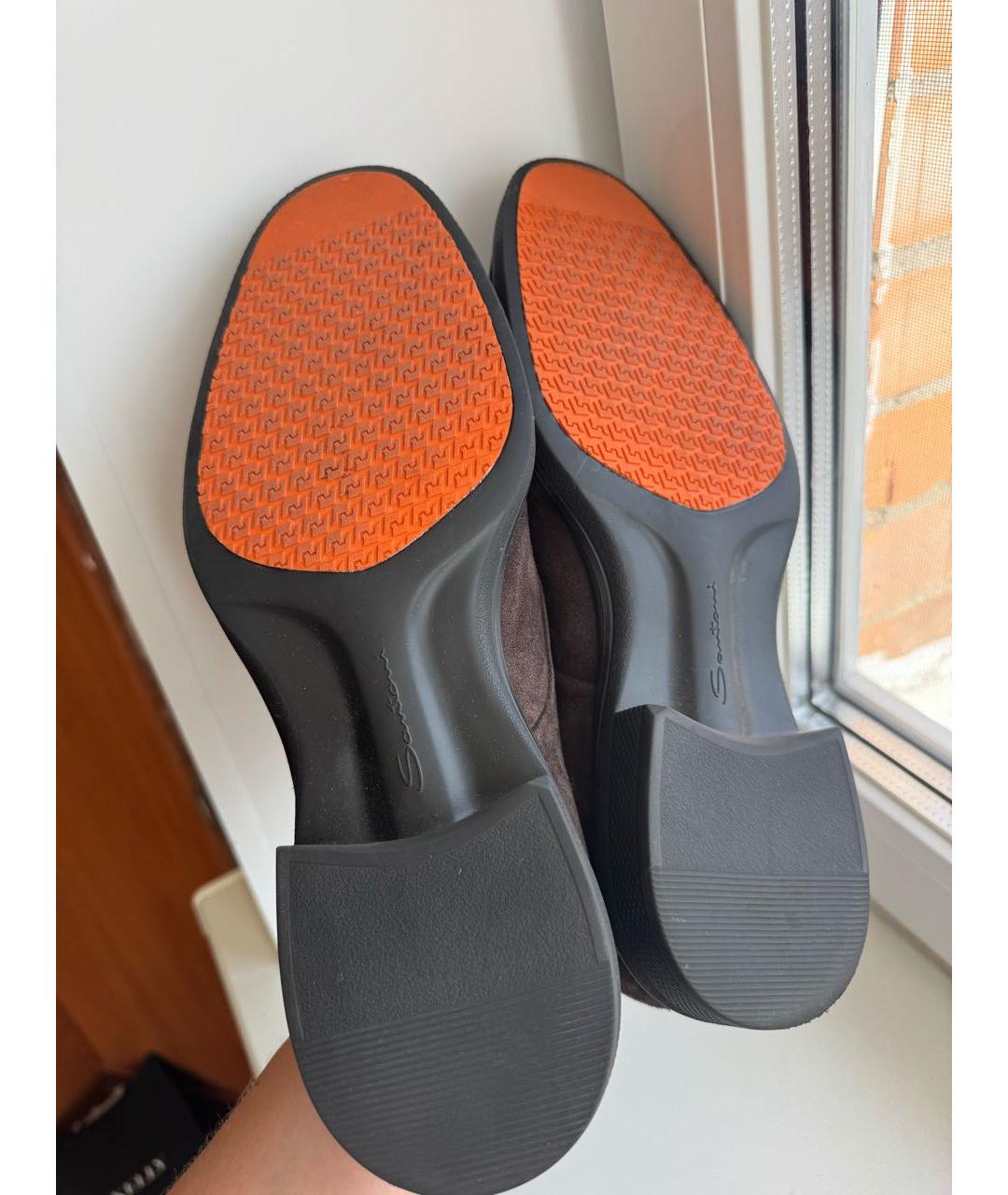 SANTONI Коричневые замшевые низкие ботинки, фото 3