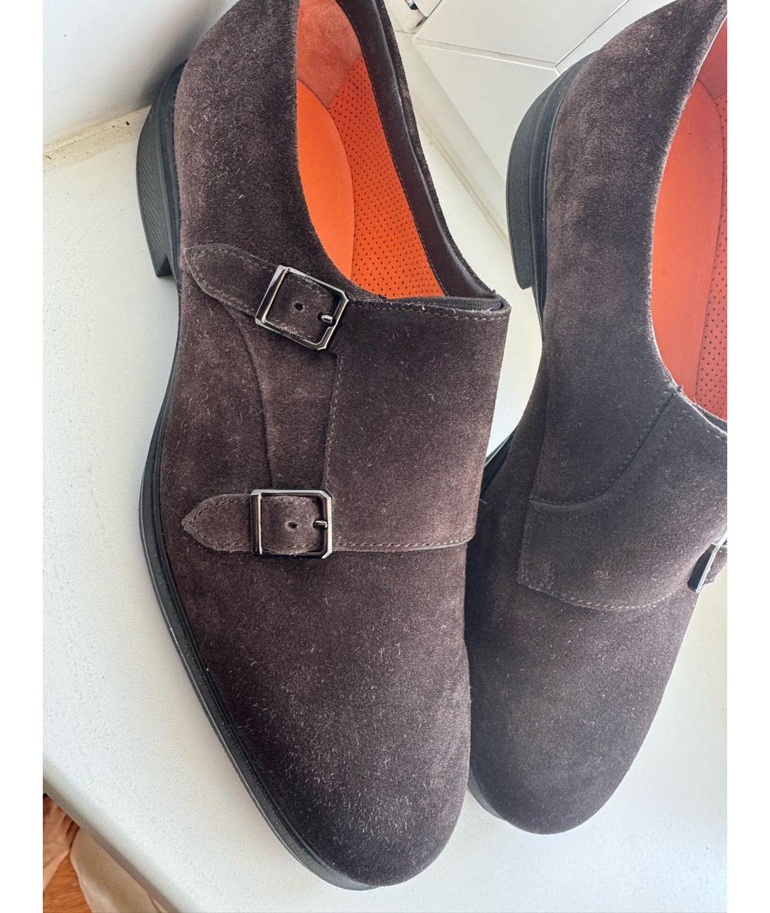 SANTONI Коричневые замшевые низкие ботинки, фото 4