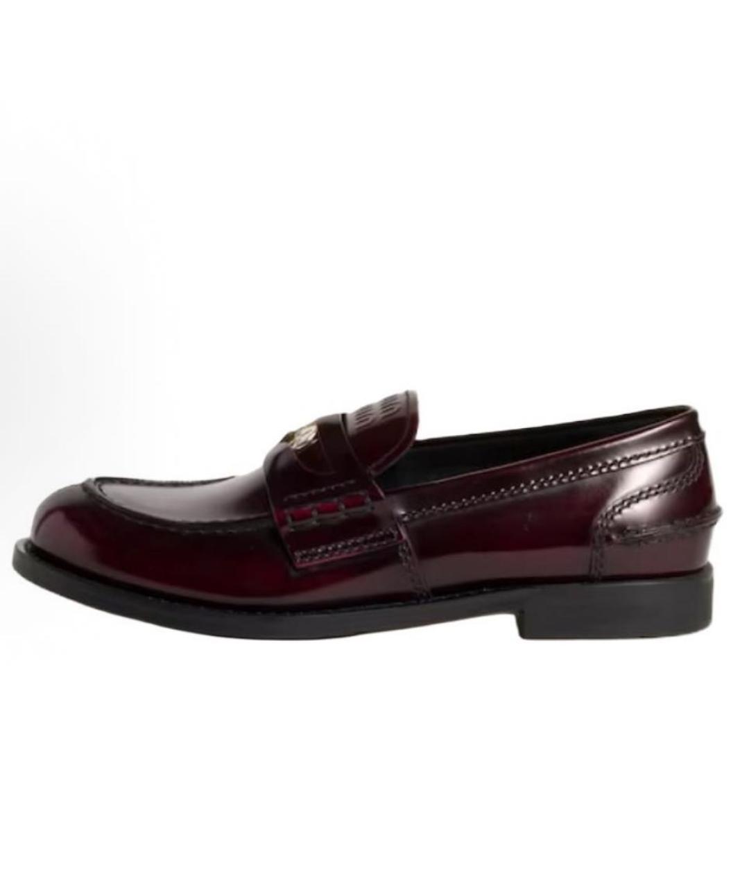 MIU MIU Бордовые кожаные лоферы, фото 2