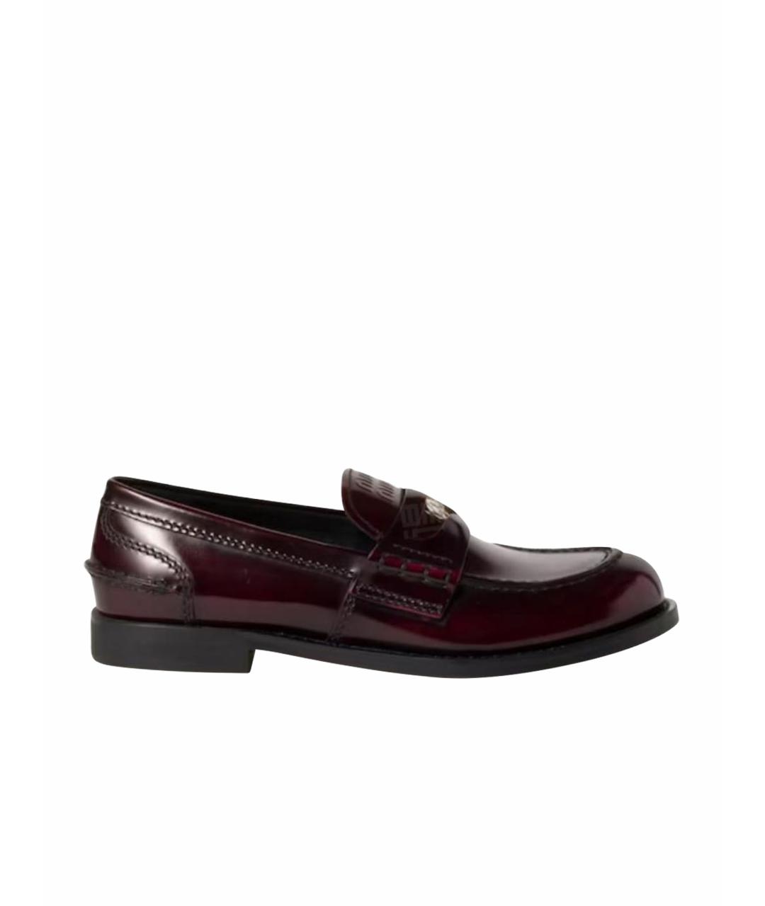 MIU MIU Бордовые кожаные лоферы, фото 1