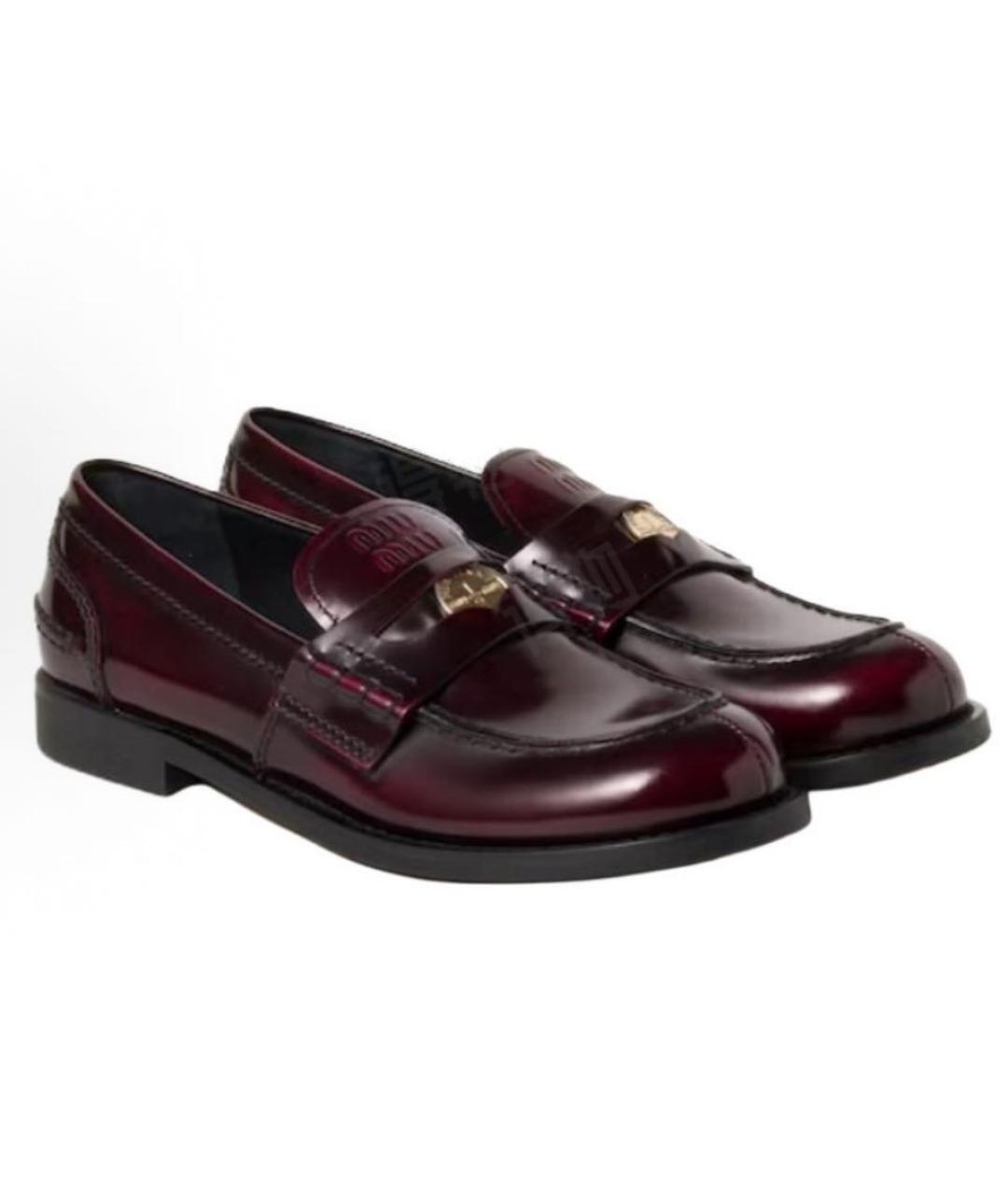 MIU MIU Бордовые кожаные лоферы, фото 3