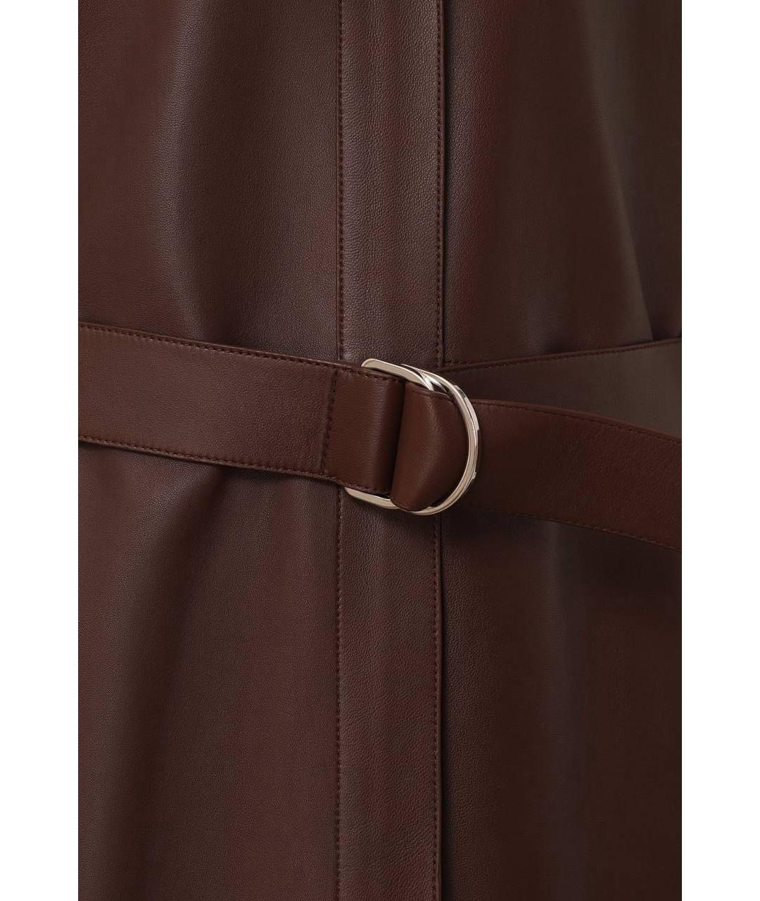 HERMES Коричневое кожаное пальто, фото 3
