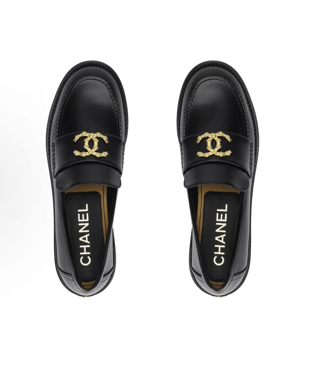 CHANEL Черные кожаные лоферы, фото 3