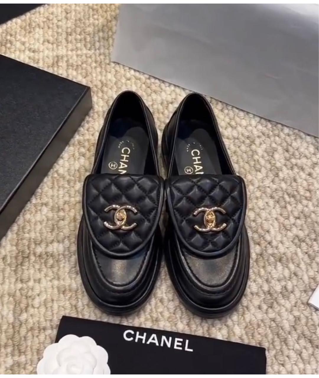 CHANEL Черные кожаные лоферы, фото 5