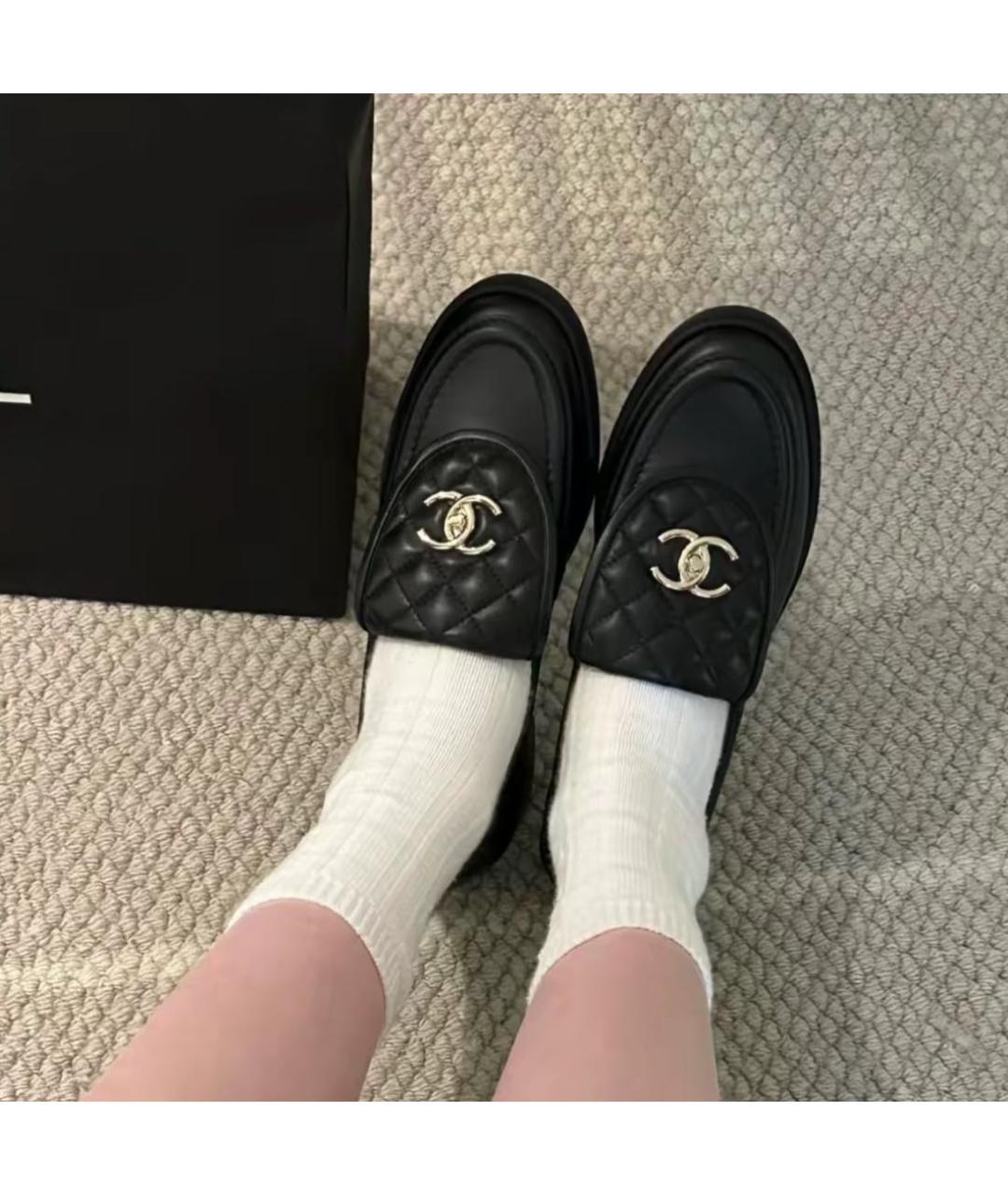 CHANEL Черные кожаные лоферы, фото 6