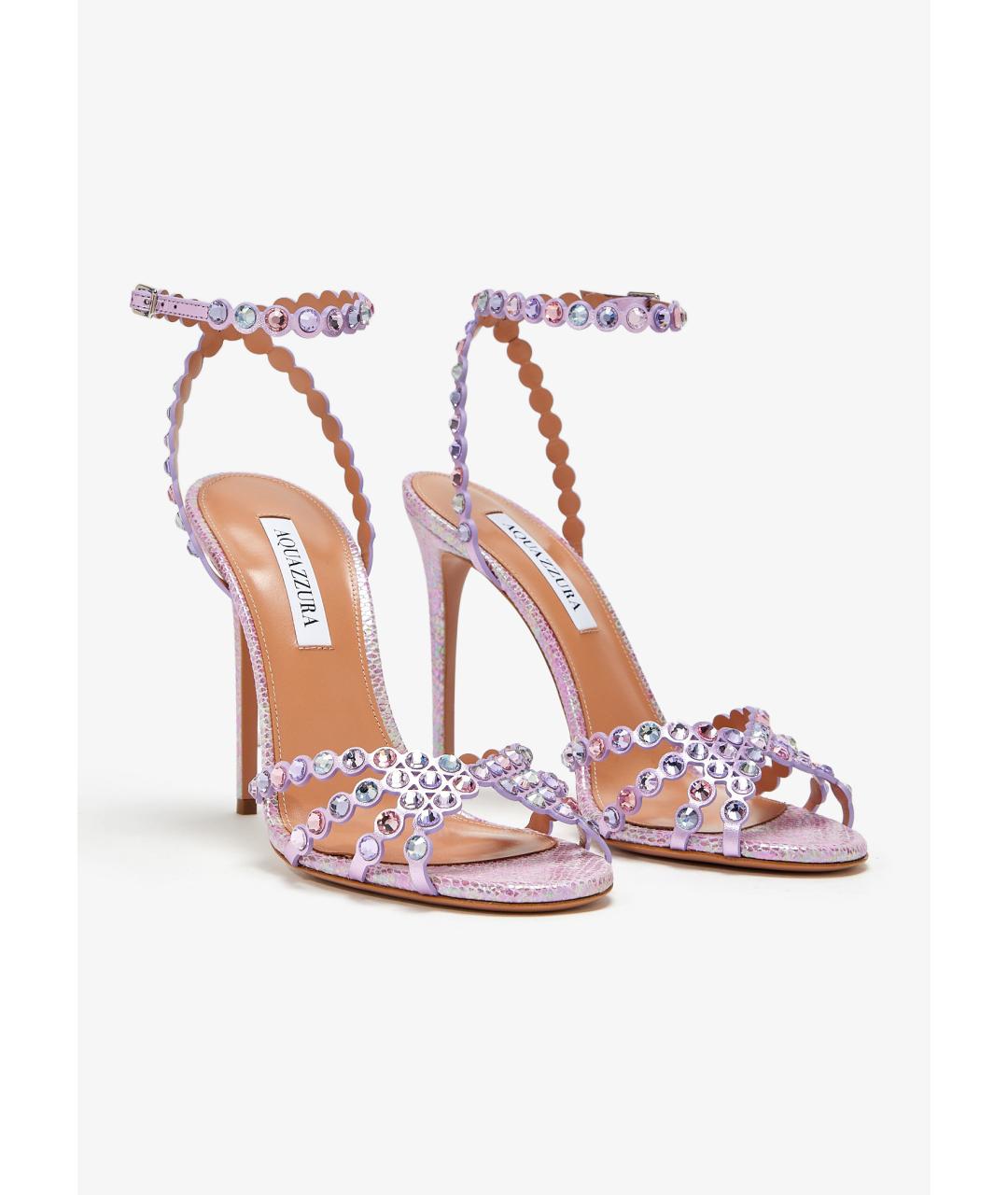 AQUAZZURA Фиолетовые кожаные босоножки, фото 2