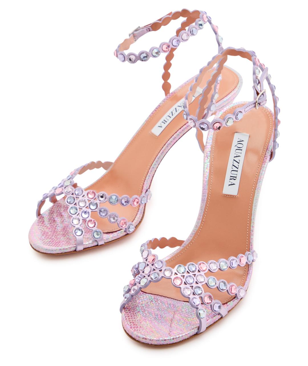 AQUAZZURA Фиолетовые кожаные босоножки, фото 4
