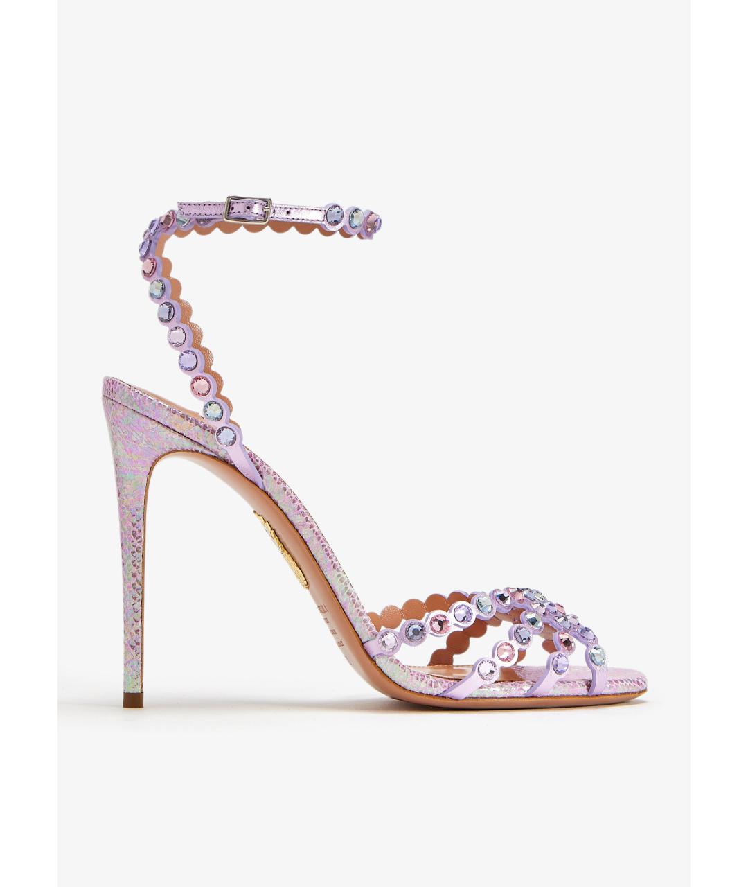 AQUAZZURA Фиолетовые кожаные босоножки, фото 9