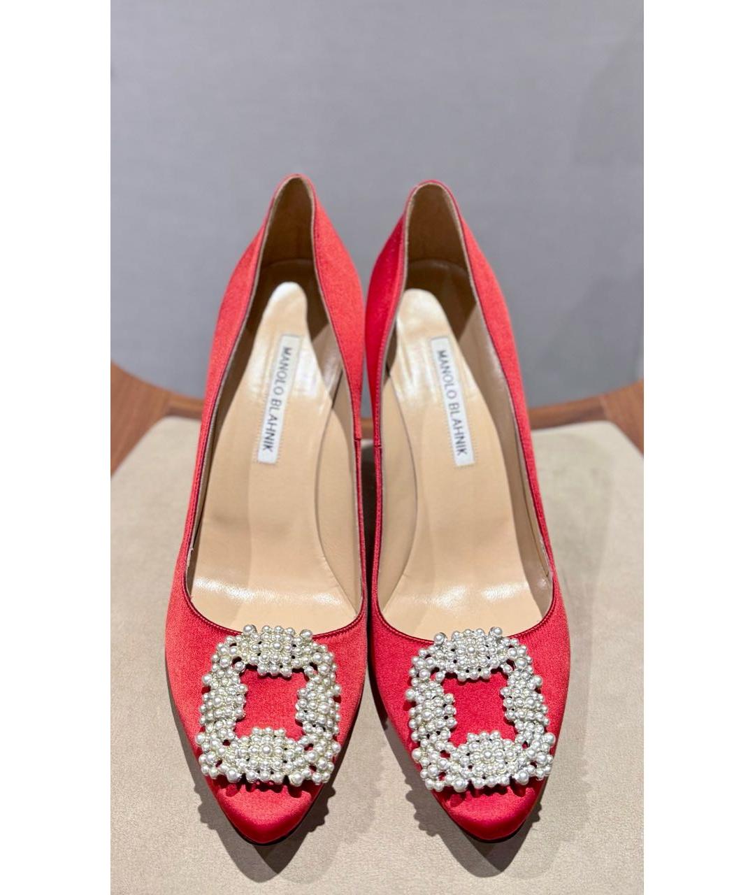MANOLO BLAHNIK Красные текстильные туфли, фото 2