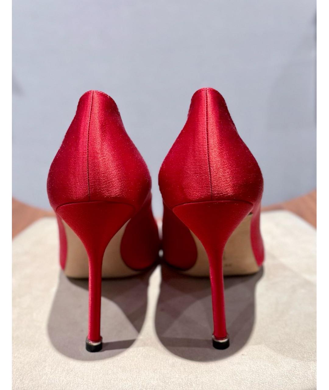 MANOLO BLAHNIK Красные текстильные туфли, фото 4