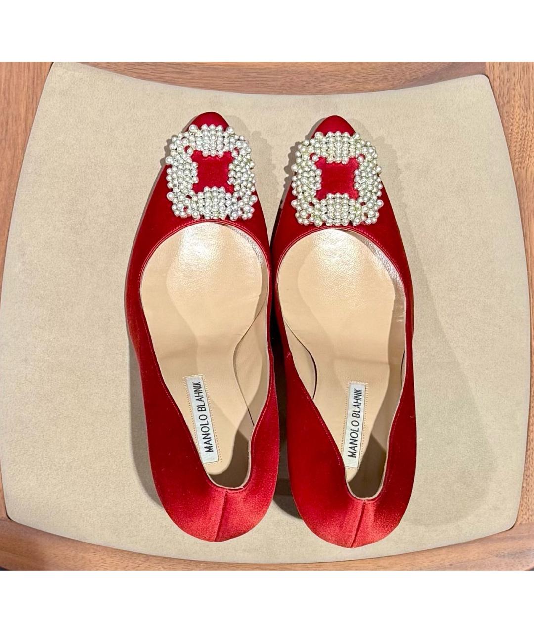 MANOLO BLAHNIK Красные текстильные туфли, фото 3
