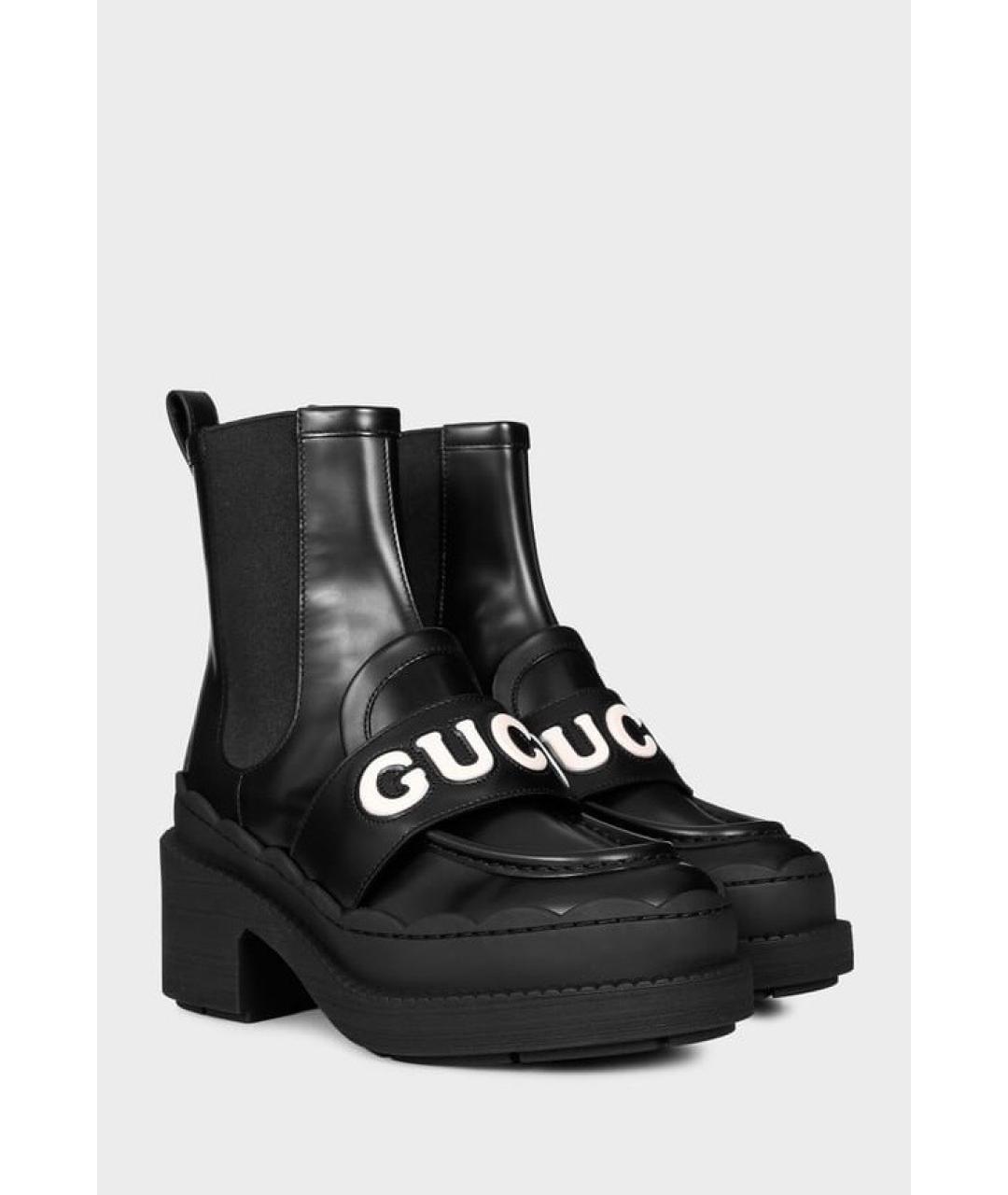 GUCCI Черные кожаные ботинки, фото 2