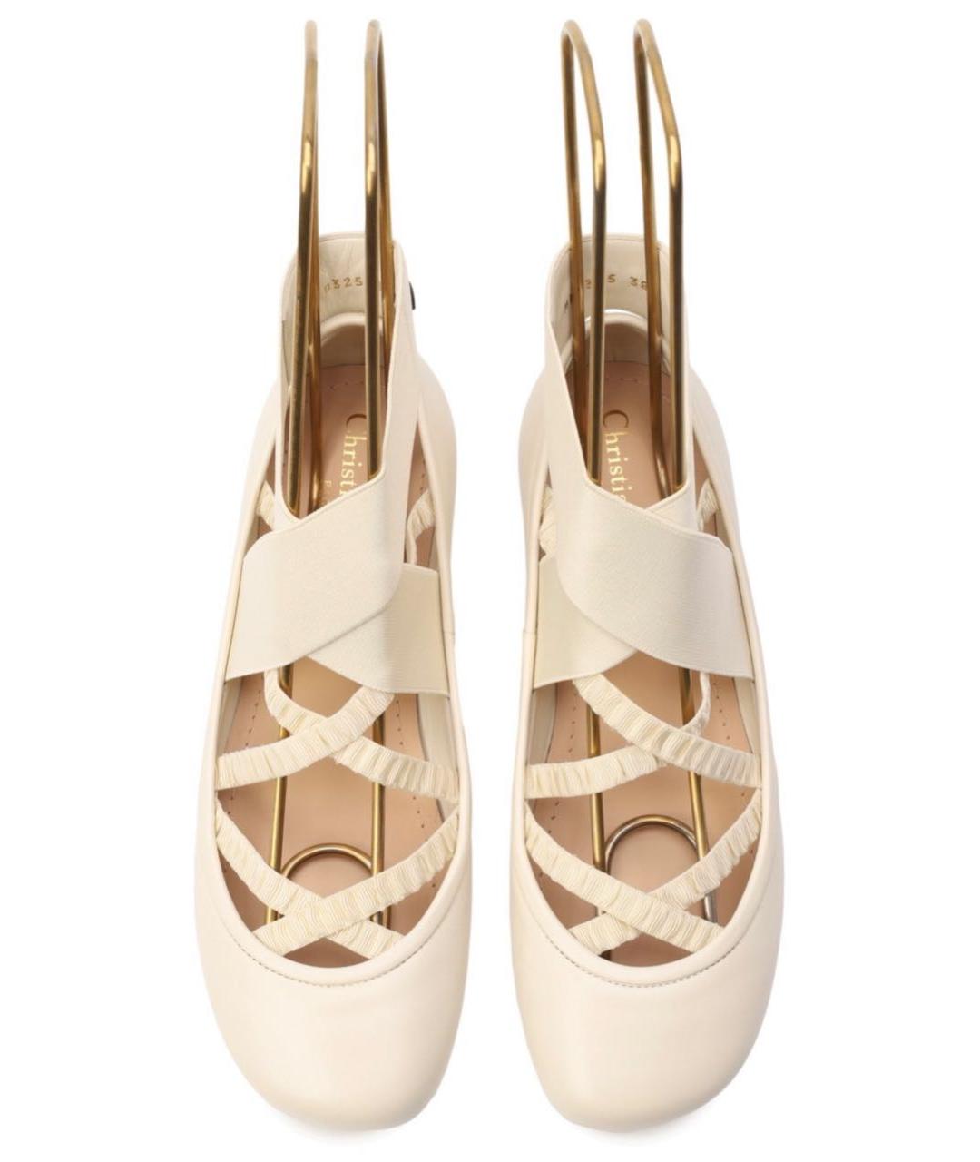 CHRISTIAN DIOR Белые кожаные балетки, фото 2