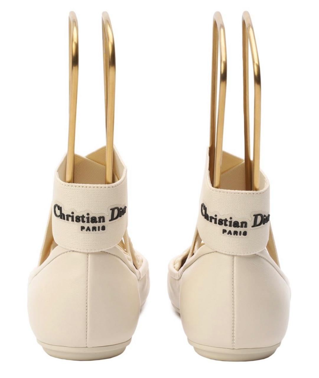 CHRISTIAN DIOR Белые кожаные балетки, фото 3