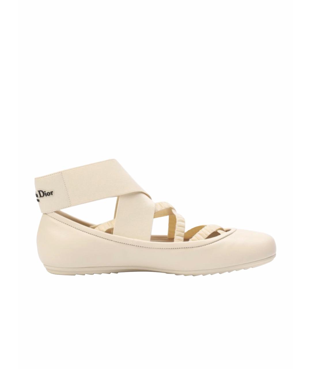 CHRISTIAN DIOR Белые кожаные балетки, фото 1