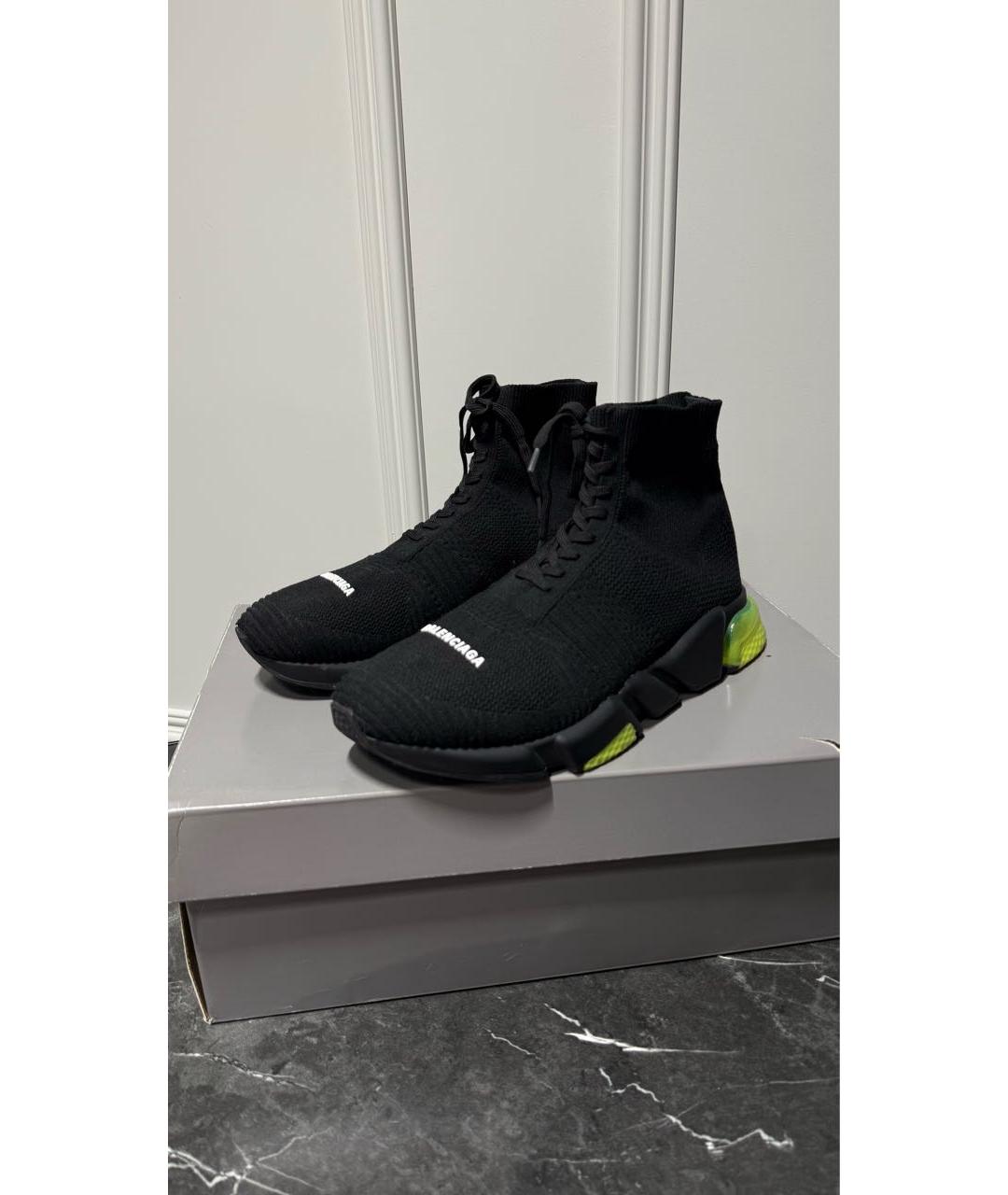 BALENCIAGA Черные текстильные высокие кроссовки / кеды, фото 3