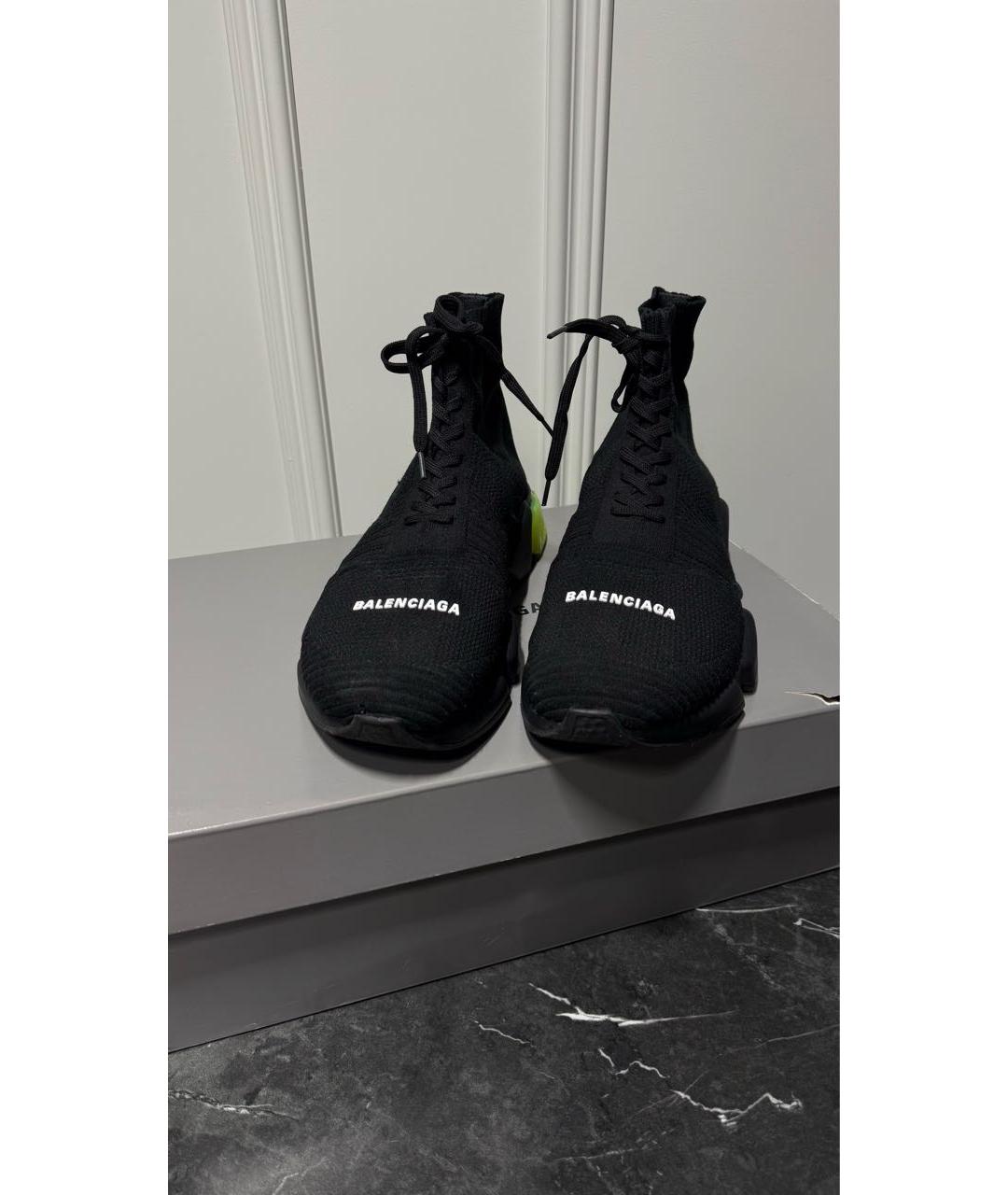 BALENCIAGA Черные текстильные высокие кроссовки / кеды, фото 2
