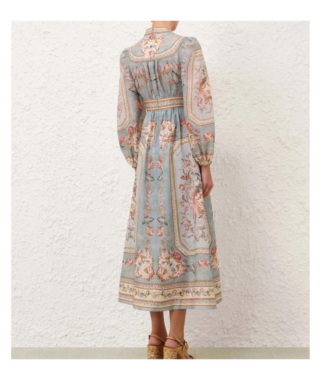 ZIMMERMANN Голубое льняное коктейльное платье, фото 3