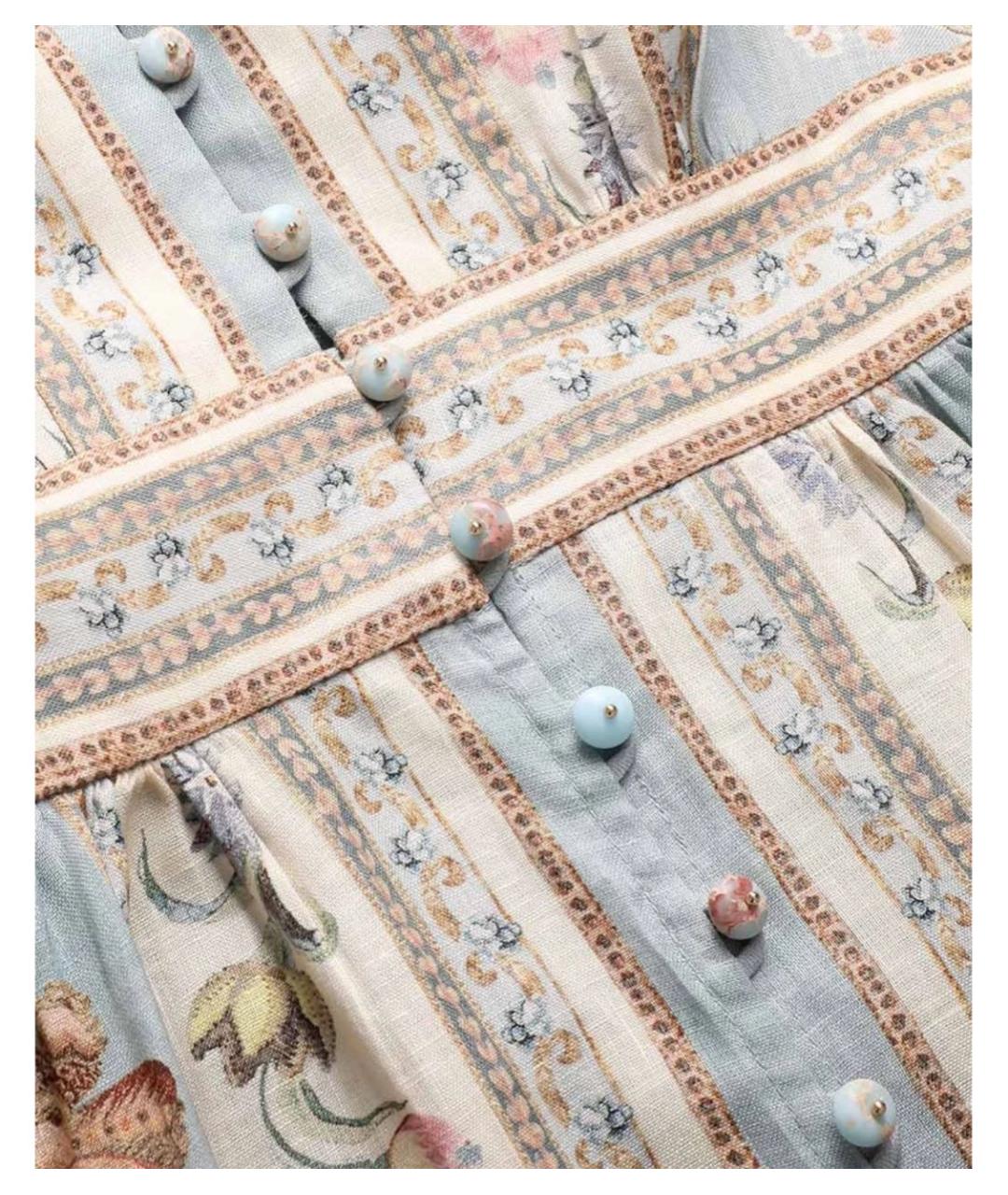 ZIMMERMANN Голубое льняное коктейльное платье, фото 5