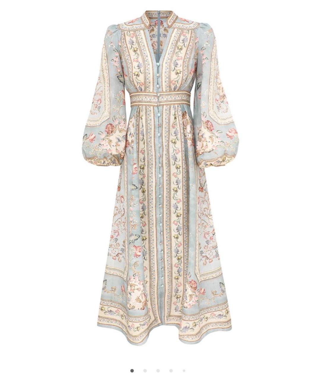ZIMMERMANN Голубое льняное коктейльное платье, фото 1