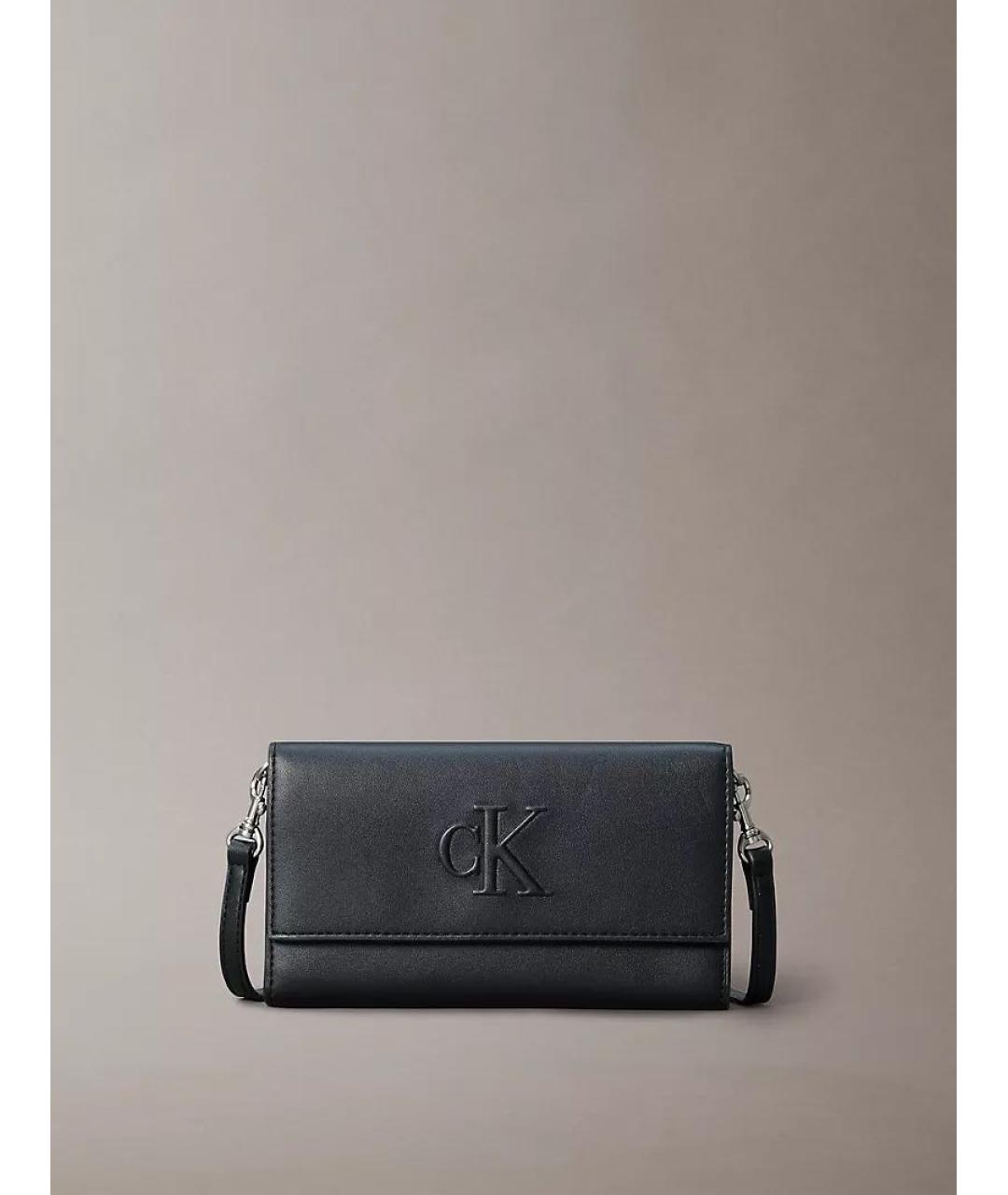 CALVIN KLEIN Черная сумка через плечо из искусственной кожи, фото 4