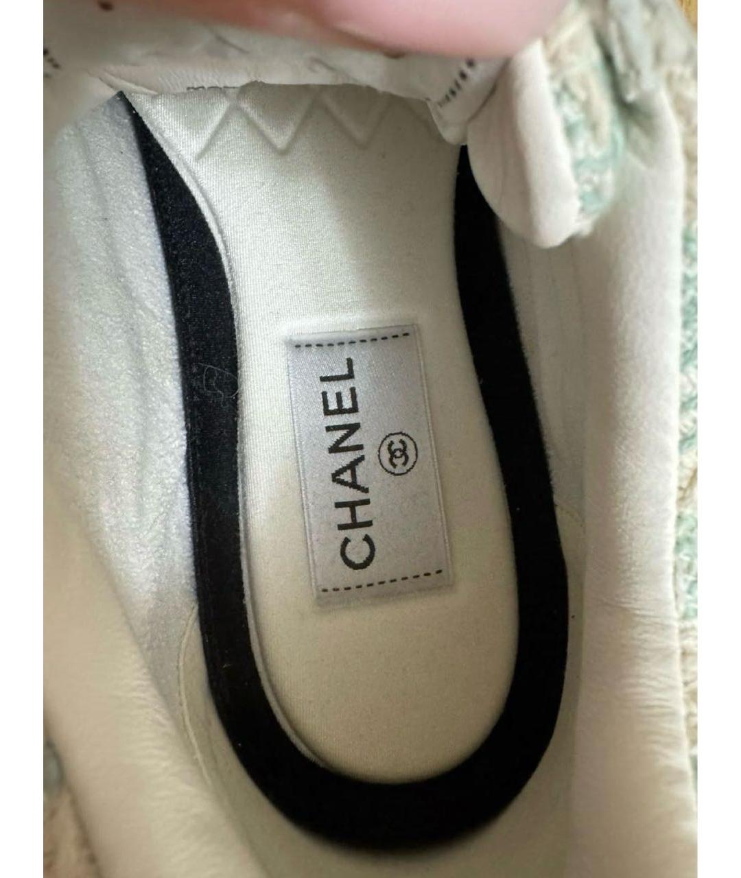 CHANEL Голубые текстильные кроссовки, фото 6
