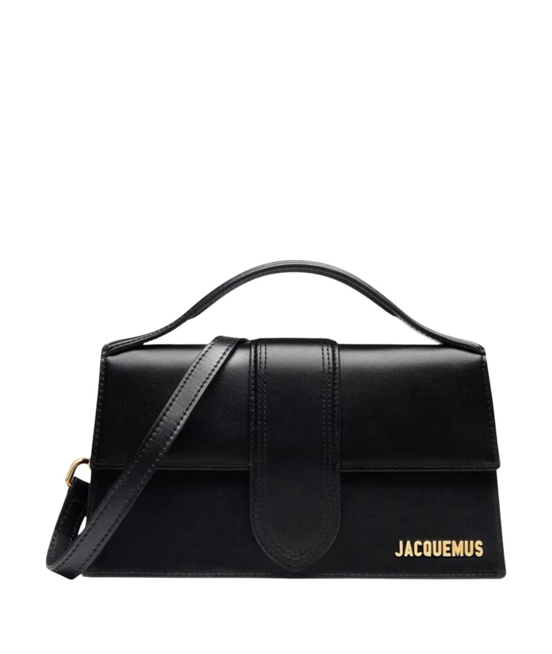 JACQUEMUS Черная кожаная сумка с короткими ручками, фото 1
