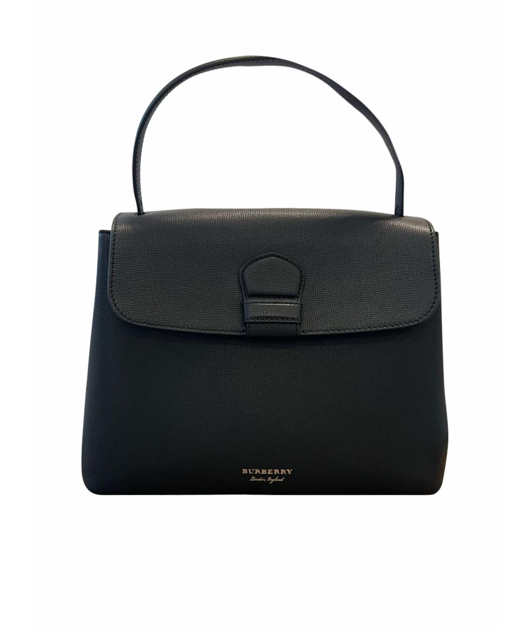 BURBERRY Черная кожаная сумка с короткими ручками, фото 1