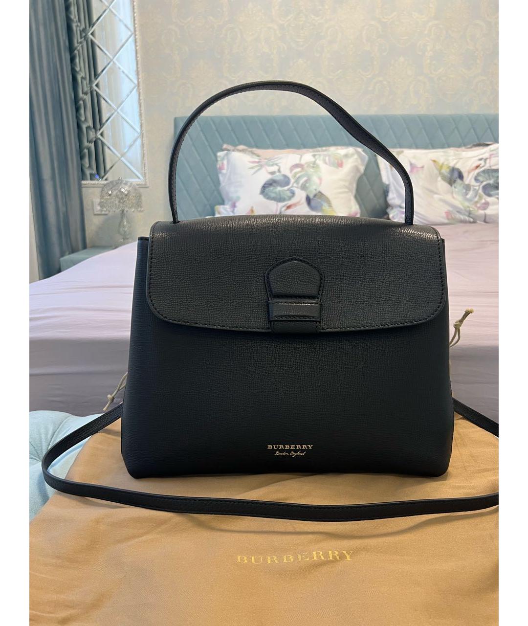 BURBERRY Черная кожаная сумка с короткими ручками, фото 5