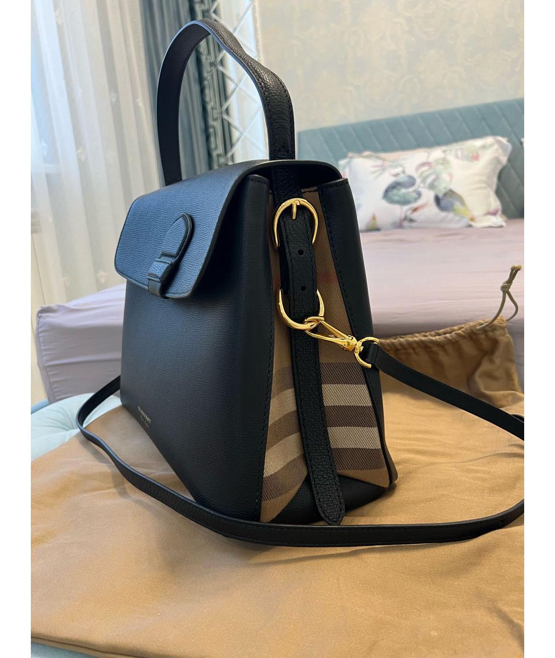 BURBERRY Черная кожаная сумка с короткими ручками, фото 3
