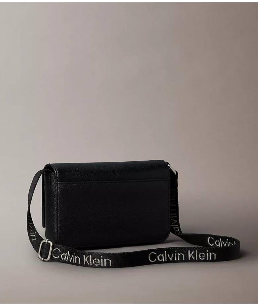CALVIN KLEIN Черная сумка через плечо из искусственной кожи, фото 2