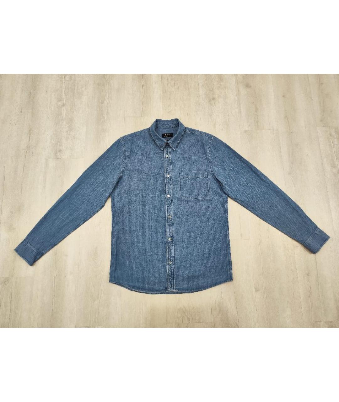 A.P.C. Синяя хлопковая кэжуал рубашка, фото 5