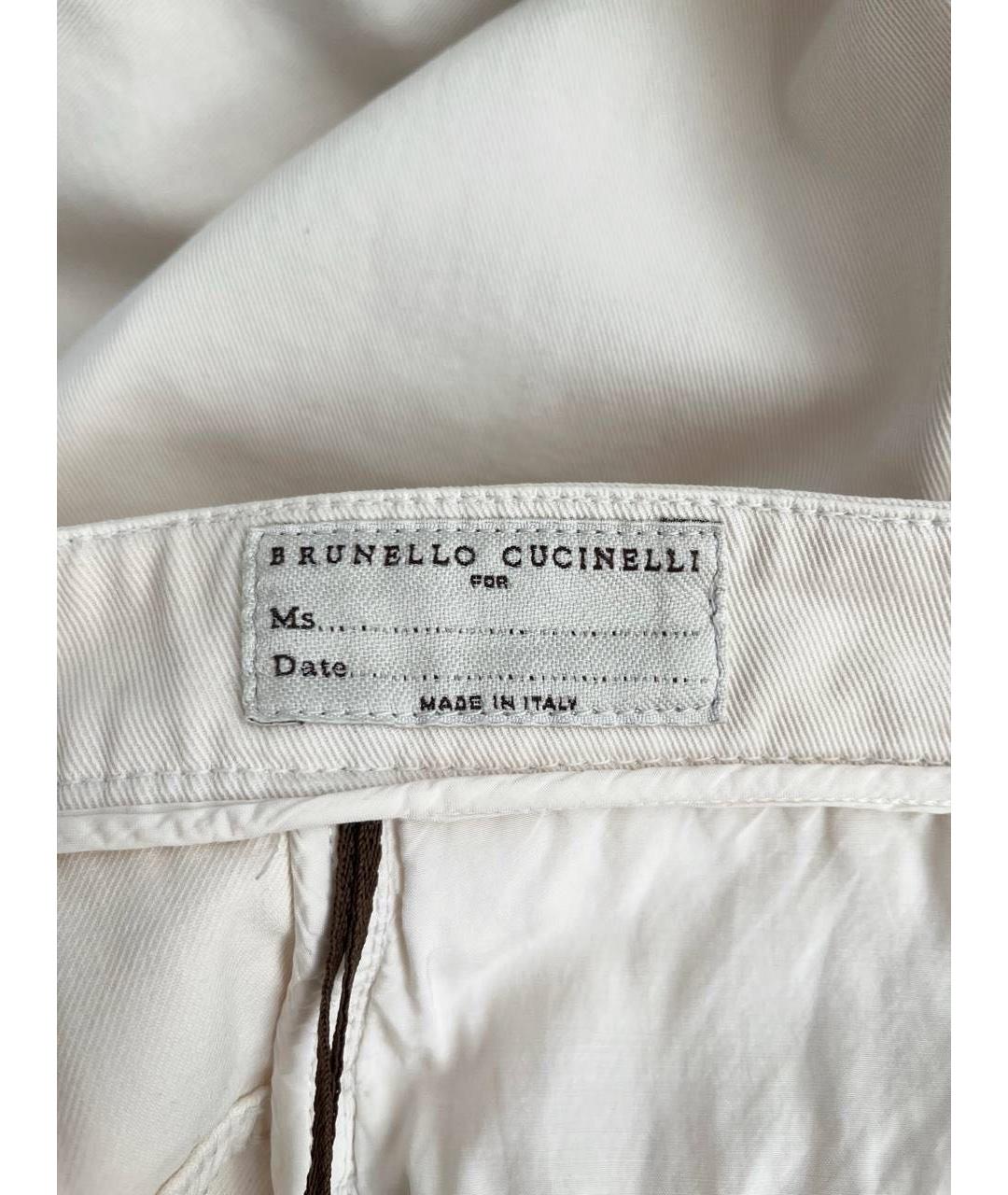 BRUNELLO CUCINELLI Белые хлопковые прямые джинсы, фото 3