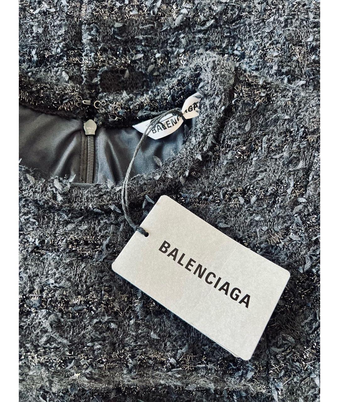 BALENCIAGA Черное твидовое вечернее платье, фото 6