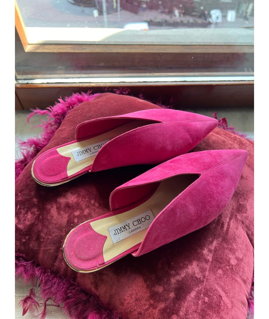 JIMMY CHOO Розовые замшевые мюли, фото 9