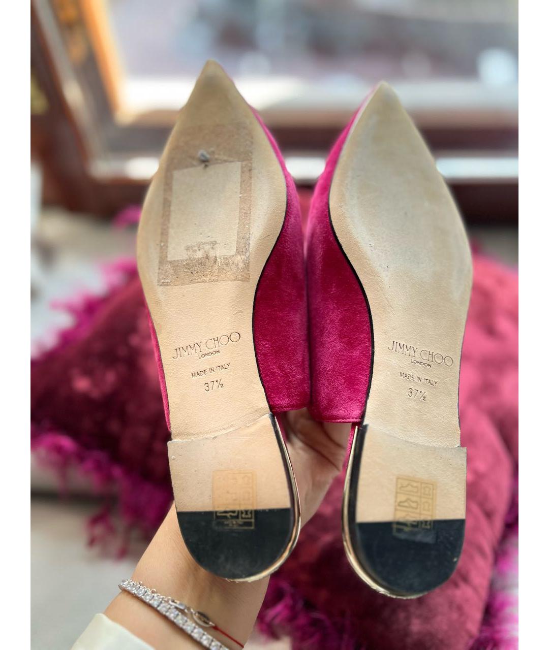 JIMMY CHOO Розовые замшевые мюли, фото 7