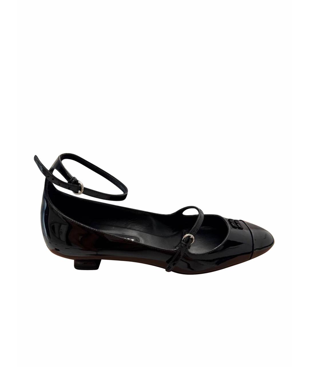 MIU MIU Черные туфли из лакированной кожи, фото 1